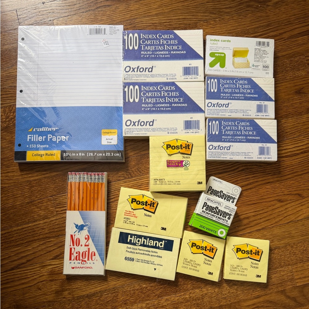 Office/School Supplies Various Post-it,pencils,index cards, college ruled paper